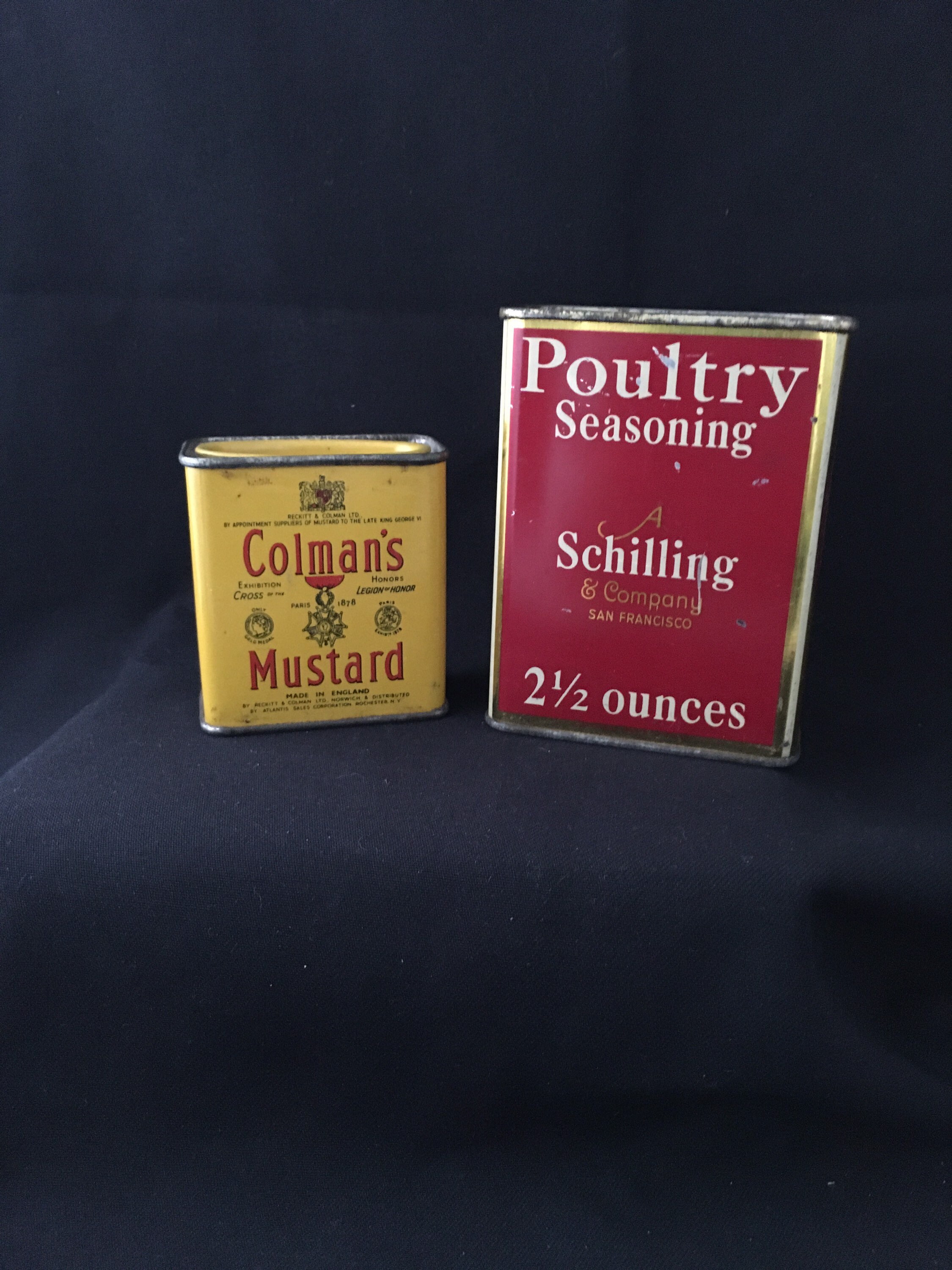 Vintage Schilling Poultry Seasoning Tin & Colmans Mustard Tin Etsy