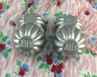 Set of Four Official Jell-O Brand Individual Aluminum Molds - 1930&#39;s