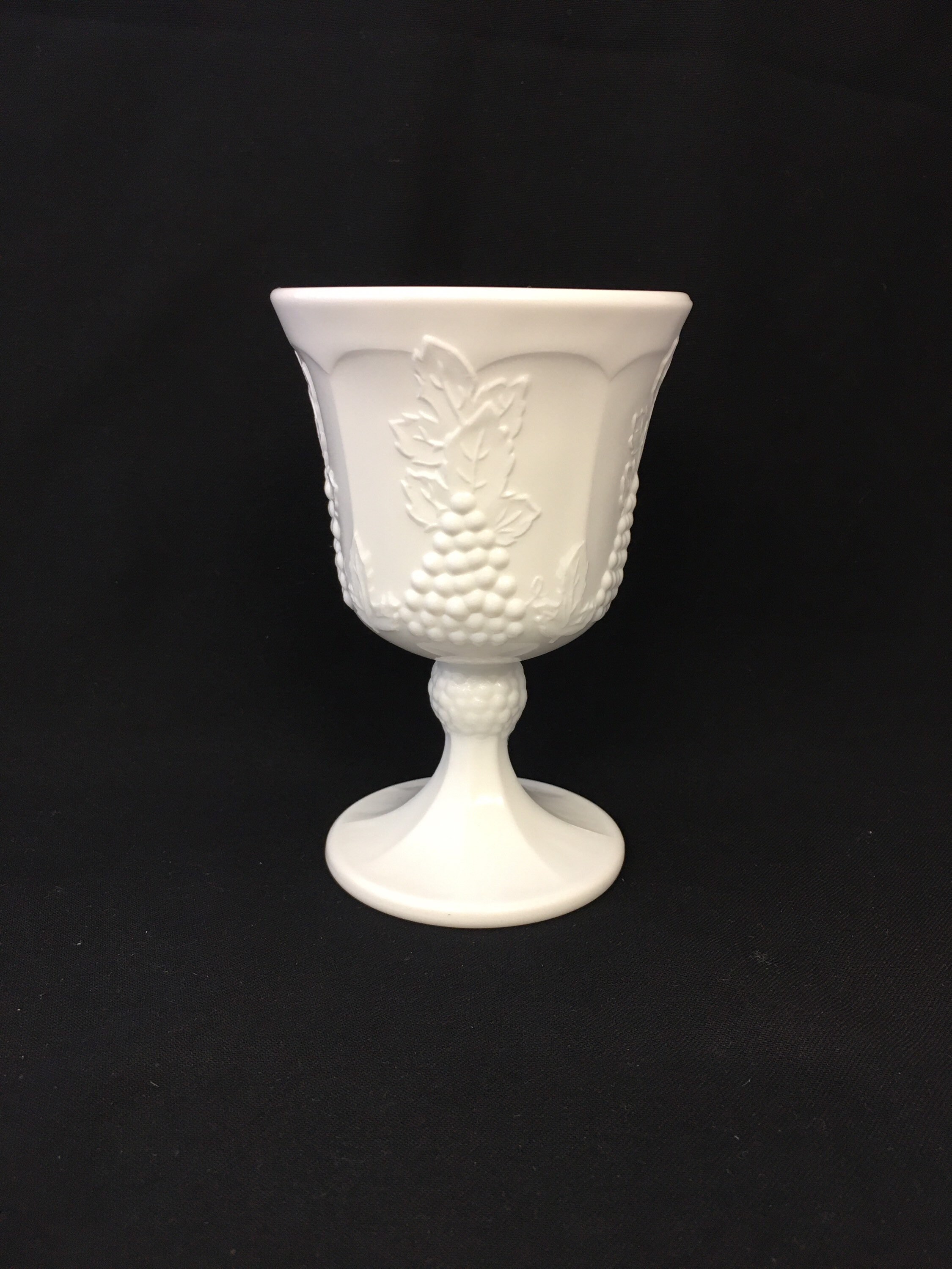 Vintage Indiana Glass Harvest Grape Milk Glass Goblet