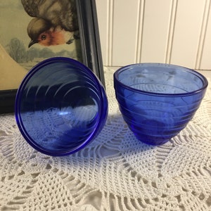 1930’s Hazel Atlas Moderntone Cobalt Blue Custard Cups