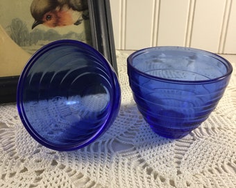 1930’s Hazel Atlas Moderntone Cobalt Blue Custard Cups