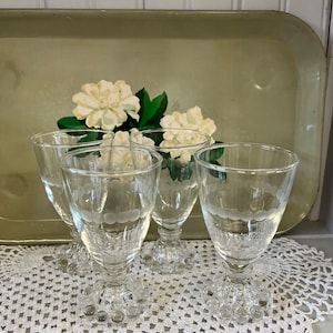 Set of Four Etched Berwick Boopie Glasses - 4 oz. Wine/Juice Glasses