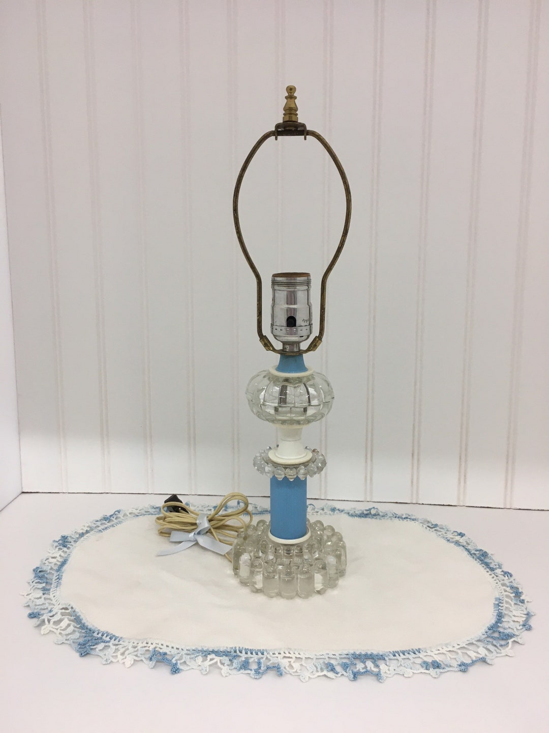 Vintage Glass Dresser Lamp Etsy