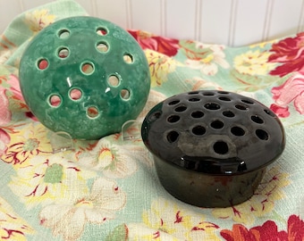 Vintage Ceramic and Terracotta Flower Frogs