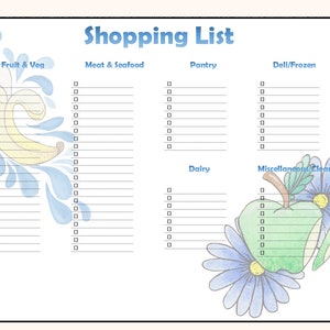 Meal Plan &amp; Shopping List Printable A4 PDF - Etsy