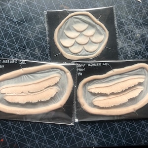 mermaid gills and scales set | latex free | unpainted | encapsulated | sfx | cosplay | costume | special effects makeup | fairy