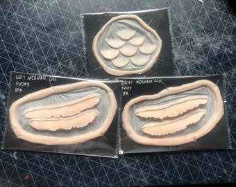 mermaid gills and scales set | latex free | unpainted | encapsulated | sfx | cosplay | costume | special effects makeup | fairy