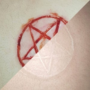 pentagram silicone prosthetic | scarification | burn | latex free | unpainted | cut | sfx | cosplay | costume | special effects makeup