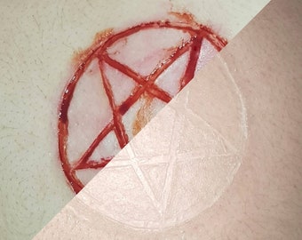 pentagram silicone prosthetic | scarification | burn | latex free | unpainted | cut | sfx | cosplay | costume | special effects makeup