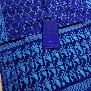 Floral Jamdani Saree: Soft Dhakai Motif Bangali Saree