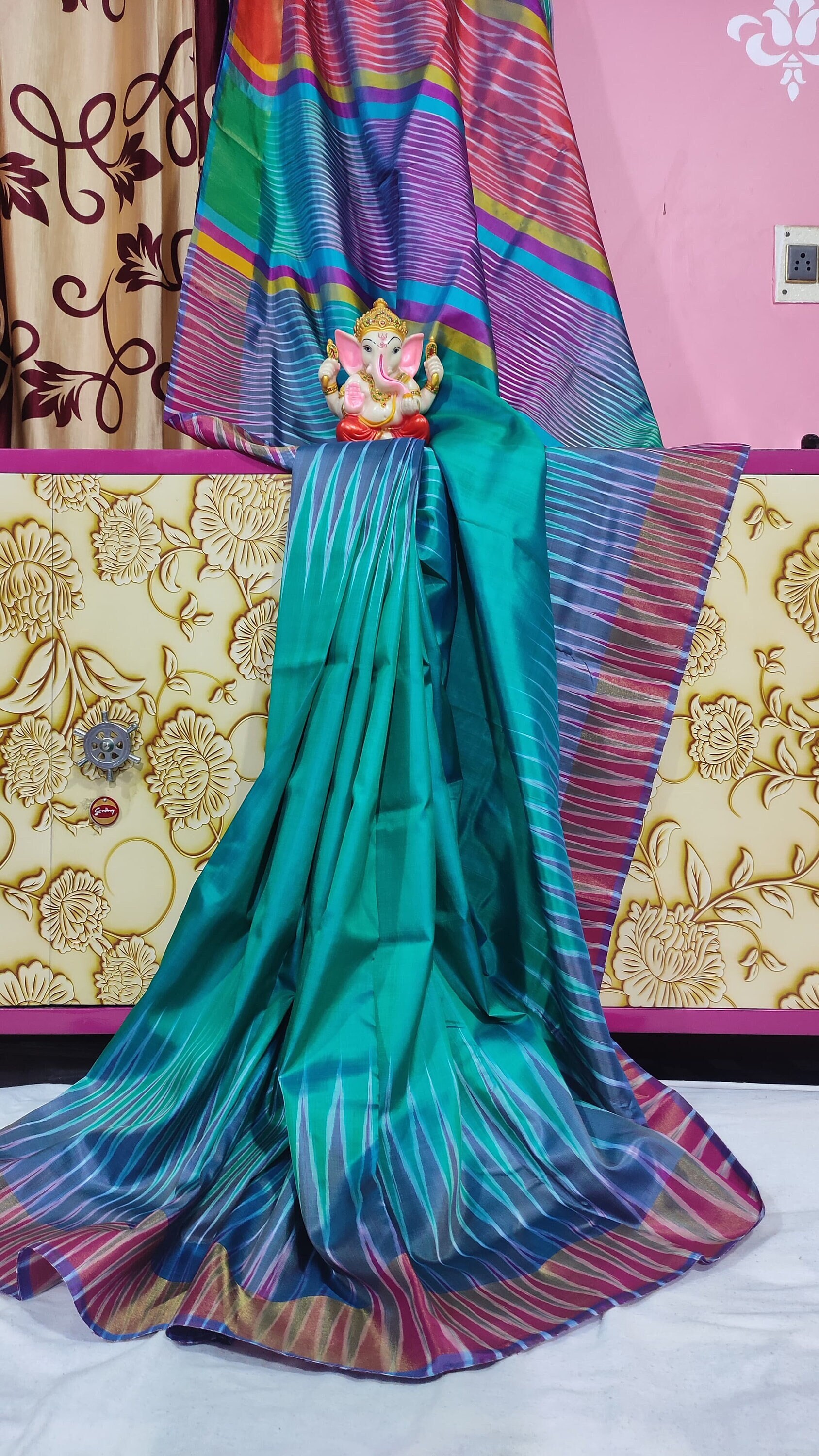 Bishnupuri Katan Silk Saree With Blouse Piece Katan Ikkat Saree Etsy Canada