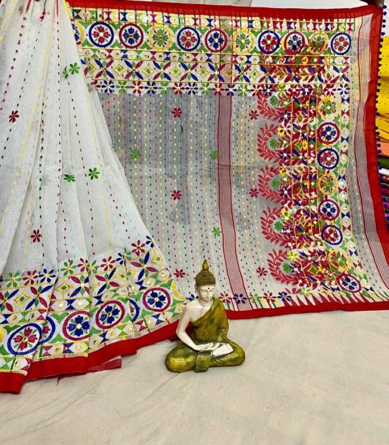 Kathiyari Work Jamdani Saree Kathiyari Work saree All Over The Saree Buti Work Design Soft Kathiyari Work Jamdani Handloom Jamdani