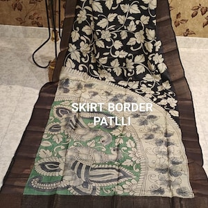 Pen Kalamkari Work On Pure Tussor Silk Saree With Blouse Piece And Silk Mark, Hand Painted Tussar Silk Saree