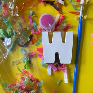 Rellenos de bolsas de fiesta, Pinta tus propios paquetes de fiesta iniciales, Regalo de clase para profesores, Letras de yeso, Regalos para fiestas infantiles, Bolsas de fiesta para niños,