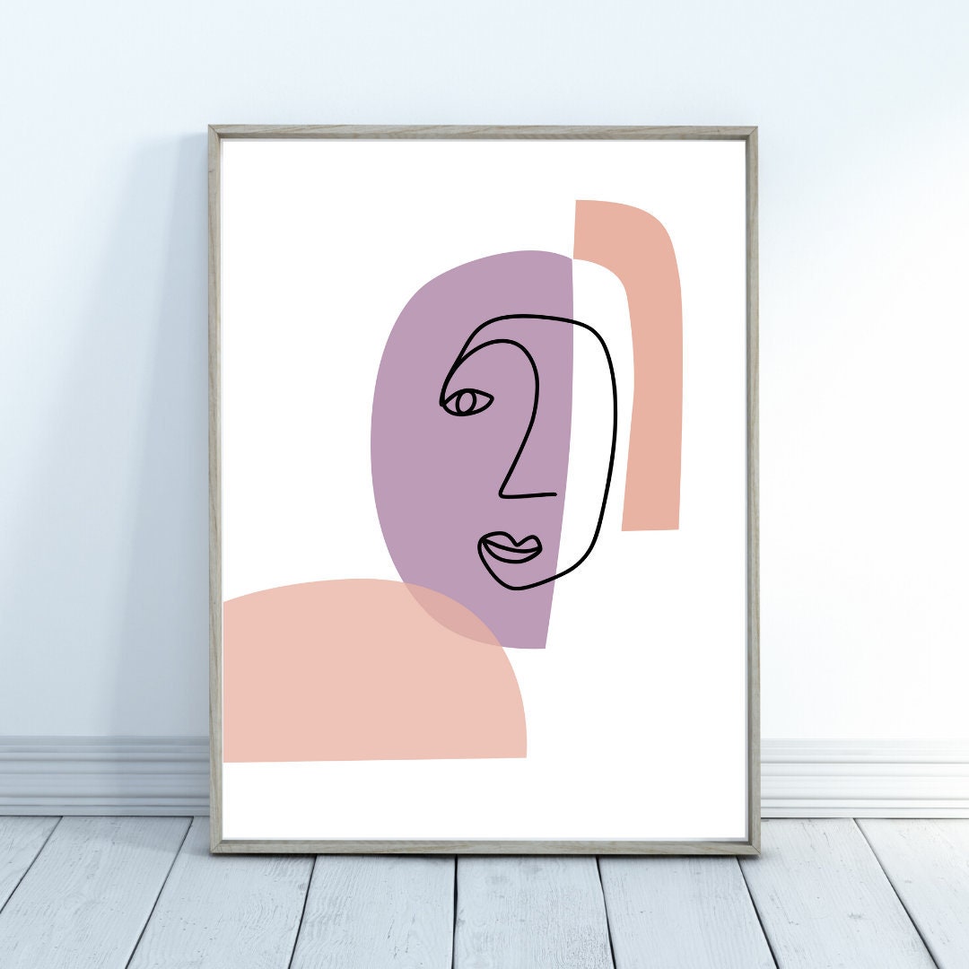 Printable Abstract Line Face Wall Art - Etsy