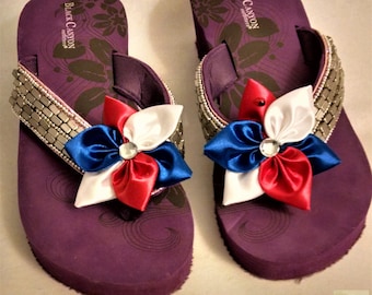4th of July Patriotic shoe clips, Satin Fabric