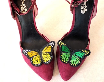 Butterfly Shoe Clips, Colorful Applique, Summer Shoe Decoration (Set of 2)