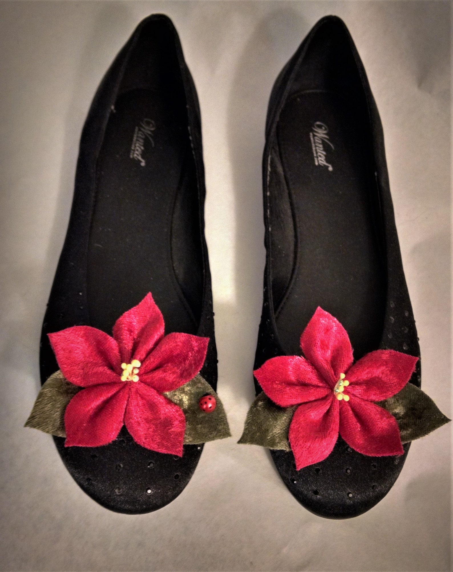 Christmas Poinsettia Shoe Clips Crushed Velvet Shoe Clip Etsy UK