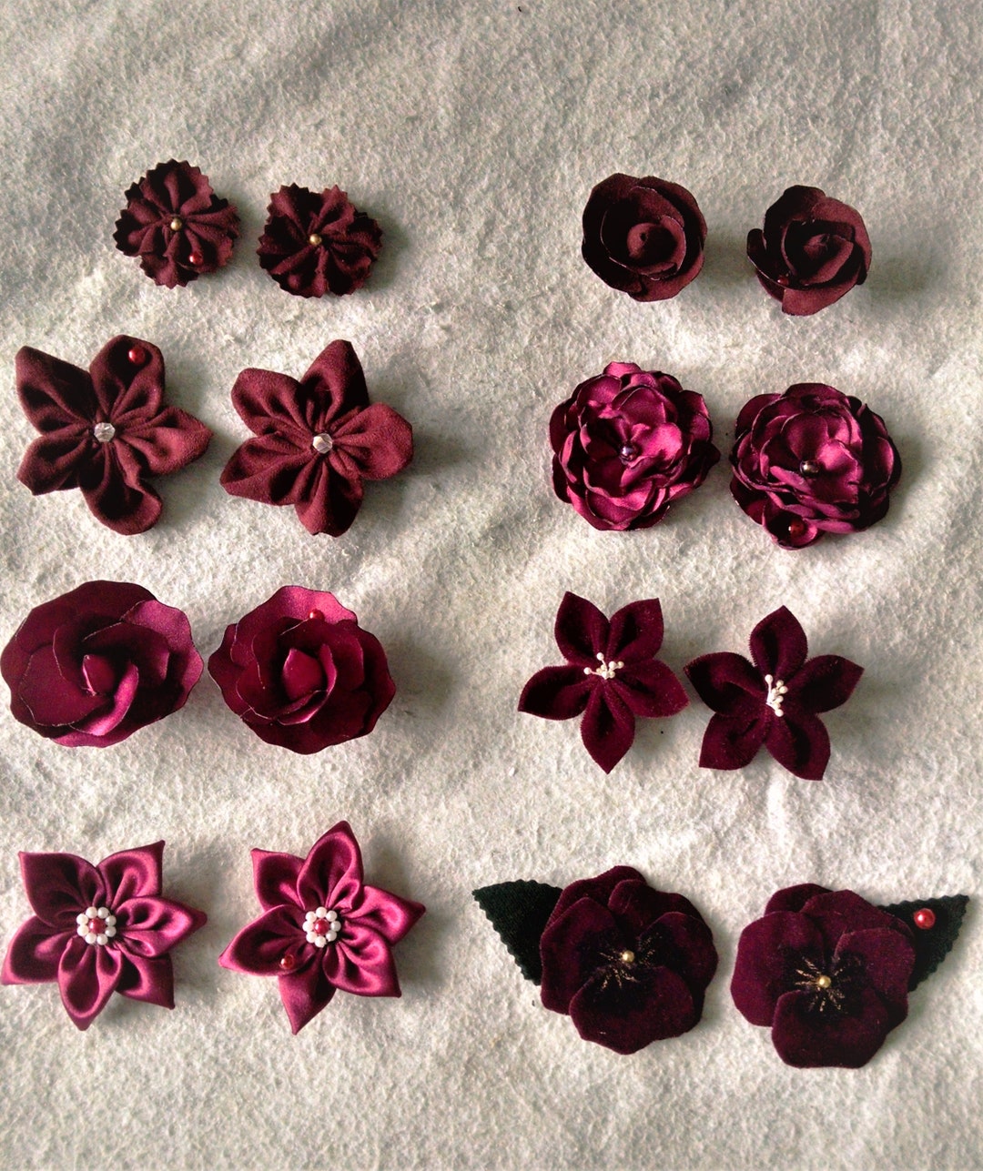 Burgundy Shoe Clips, Maroon Shoe Clip, Floral Shoe Clip, Bridesmaid