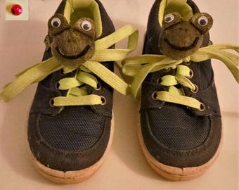 Frog Shoe Charm, Fabric Frog Sneaker Critter
