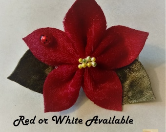 Dark Red Velvet Soft Christmas Holiday Poinsettia Hair  display picture 1