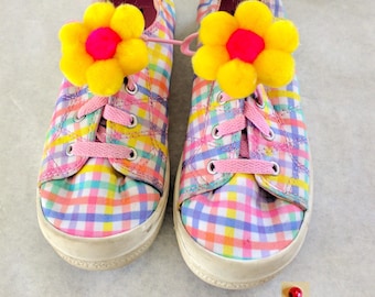 Flower Sneakers, Pom pom Shoe Decor