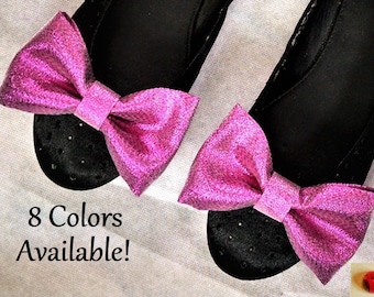May include: A pair of black flats with pink glitter bows. 8 Colors Available!