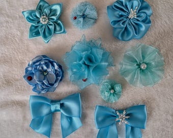 Turquoise Flower Shoe Clips, Handmade, Blue Shoe Accessories