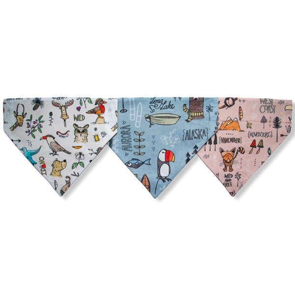 Idaho Dog Bandana | Alaska Dog Bandana | Canada Dog Bandana | Vancouver Dog Bandana | Slip on Collar Dog Bandana | Over the Collar Bandana