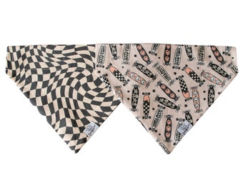 Skater Dog Bandana | Checkered Dog Bandana | Punk Dog Bandana | Checkerboard Dog Bandana | 90's Dog Bandana