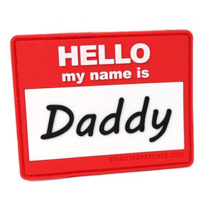 Olá, meu nome é papai, patch de velcro de PVC | Patch tático engraçado para bolsas de fraldas e equipamentos de papai