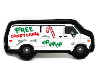 Free Candy Canes Van PVC Rubber Funny Christmas Tactical Hook and Loop Patch