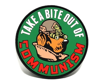 Crime Dog PVC Patch | Take a Bite Out of Communism, Funny Tactical Hook and Loop