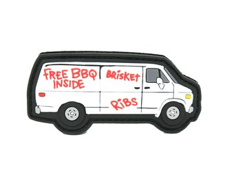 Free BBQ Inside Van PVC Rubber Funny Tactical Hook and Loop Patch