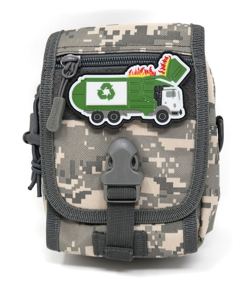 Garbage Truck Dumpster Fire Morale Patch | Recycle | PVC Rubber Tactical Patch | Funny Hook & Loop Patch image 3