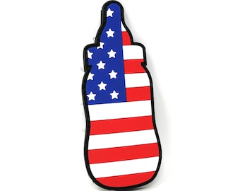 American Flag Baby Bottle Diaper Bag PVC Hook and Loop Patch | Funny Tactical Patch