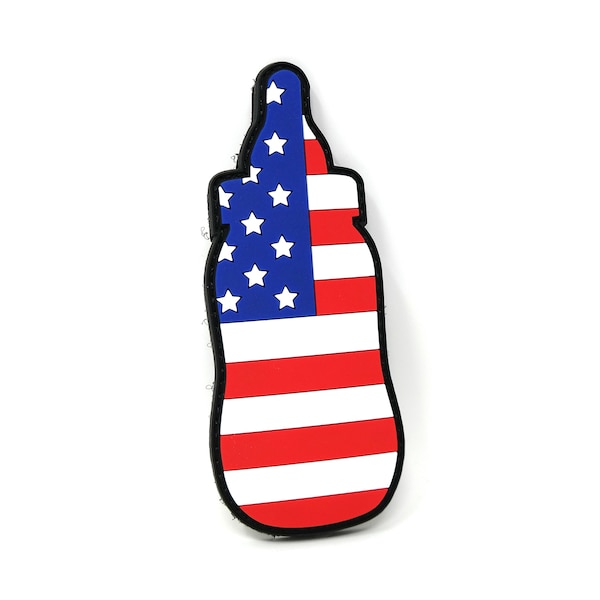 American Flag Baby Bottle Diaper Bag PVC Hook and Loop Patch | Funny Tactical Patch