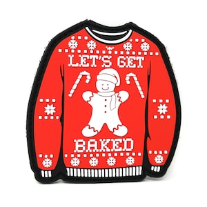 Let's Get Baked Gingerbread Man Ugly Sweater PVC Rubber Tactical Patch | Christmas Morale Patch
