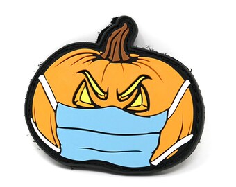 Jack o' Lantern Pumpkin with Face Mask Tactical Patch | Halloween Morale Patch