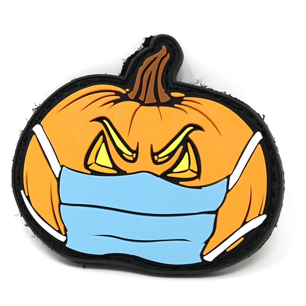 Jack o' Lantern Pumpkin with Face Mask Tactical Patch | Halloween Morale Patch