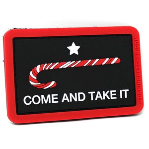 Come and Take It Candy Cane PVC Rubber Tactical Patch | Christmas Morale Patch