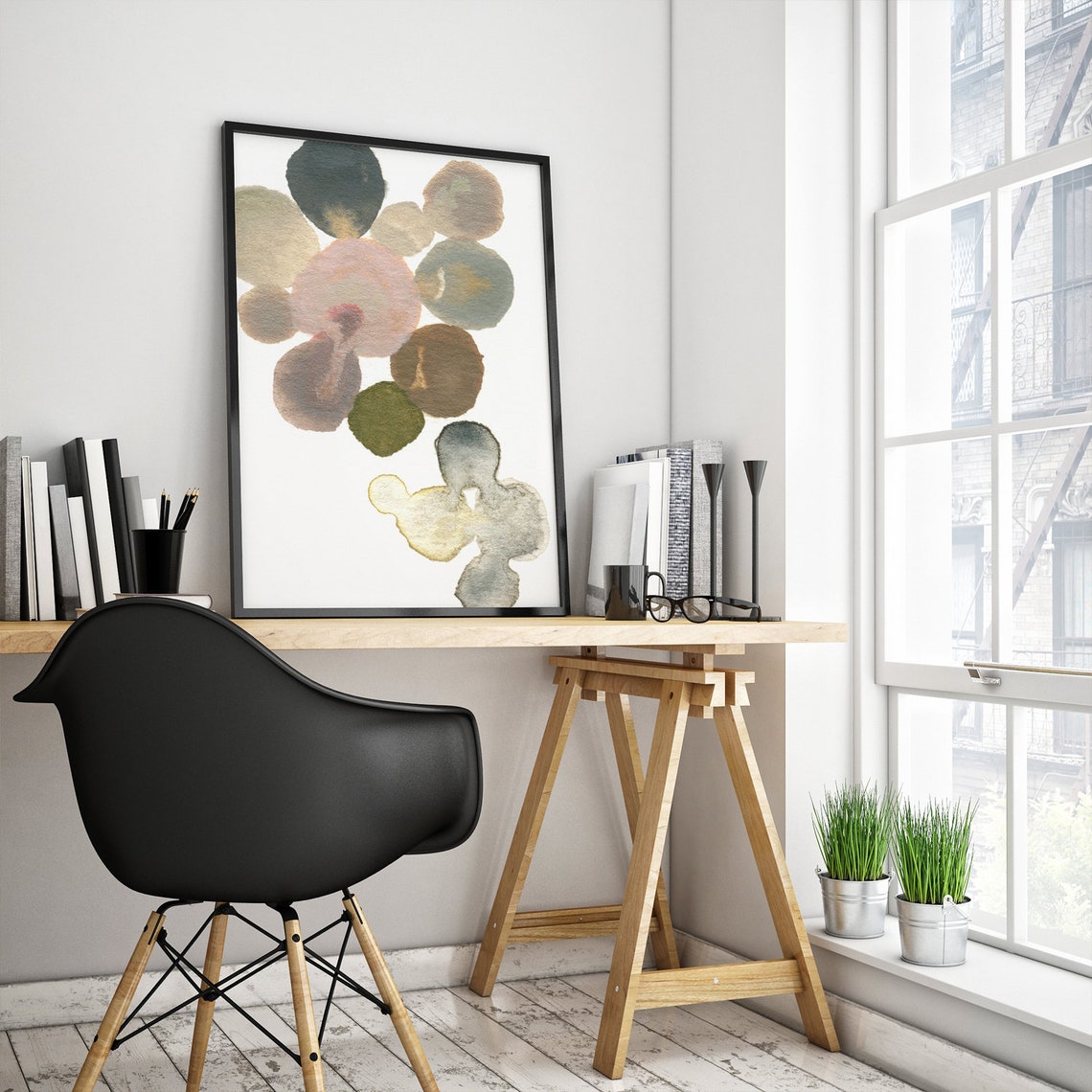 Earth Tone Wall Art Abstract Watercolor Print Modern | Etsy