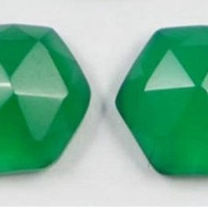 5 Matched Pair Green Onyx, 10X10 mm, Rose cut Feceted, Hexagon shape, High Polished,Natural Gemstone,Handmade,Superb Item