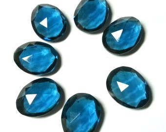 10 Pcs London Blue Quartz, Egg shape, 10x8mm to 20X15mm, Beautiful Rare Design, Top Handmade Polished For Jewelry Making,  ,Faceted