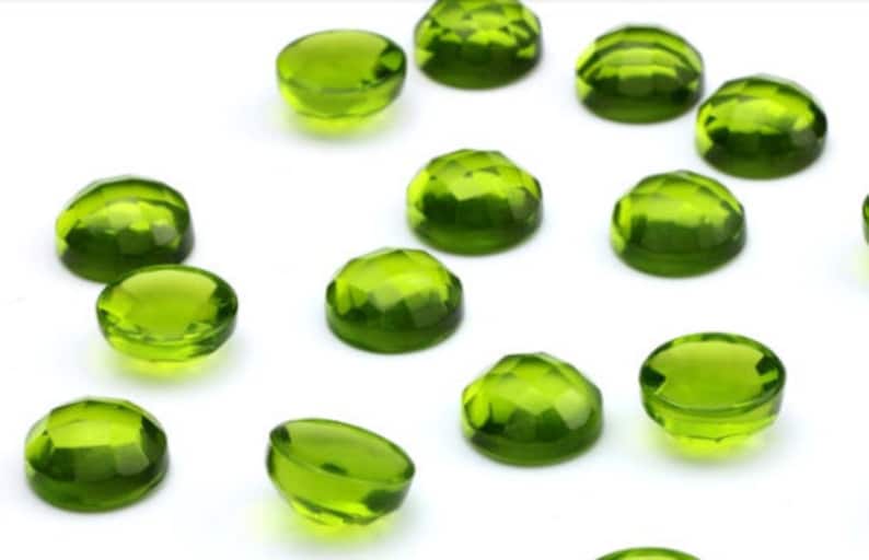 6 Pcs Peridot Quartz Rose Cut Gemstohneround Shape Beautiful Etsy