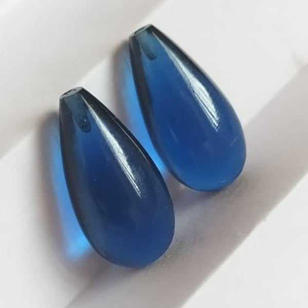 20X10 And 15X10 mm london blue Quartz A Match pair Half top drilled Smooth Briolette Tear drop shape High Polished Superb Item