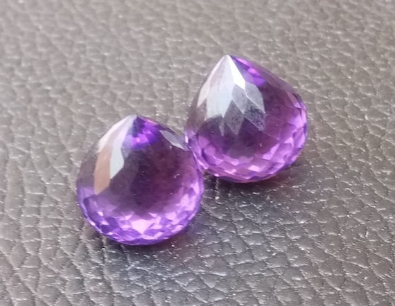 A Pair of Amethyst Quartz Briolette Cut Gemstone,onion Shape ...