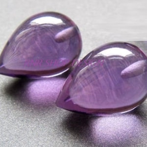 20X10mm to 10X7mm Amethyst Quartz A Match pair Bottom Half drilled Smooth Briolette Tear drop shape High Polished Superb Item