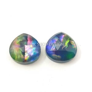 5 pieces lot ammolite gemstone,12X12mm ammolite Doublet Rose cut flat back ammolite jewelry, ammolite hydro, gemstone Heart shape