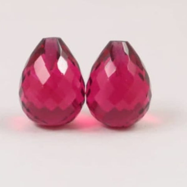 Demi-dessus percé 1 paire d'allumettes quartz tourmaline rose taille briolette avec insertion en forme de larme 15 x 10 mm de haut poli, naturel superbe article